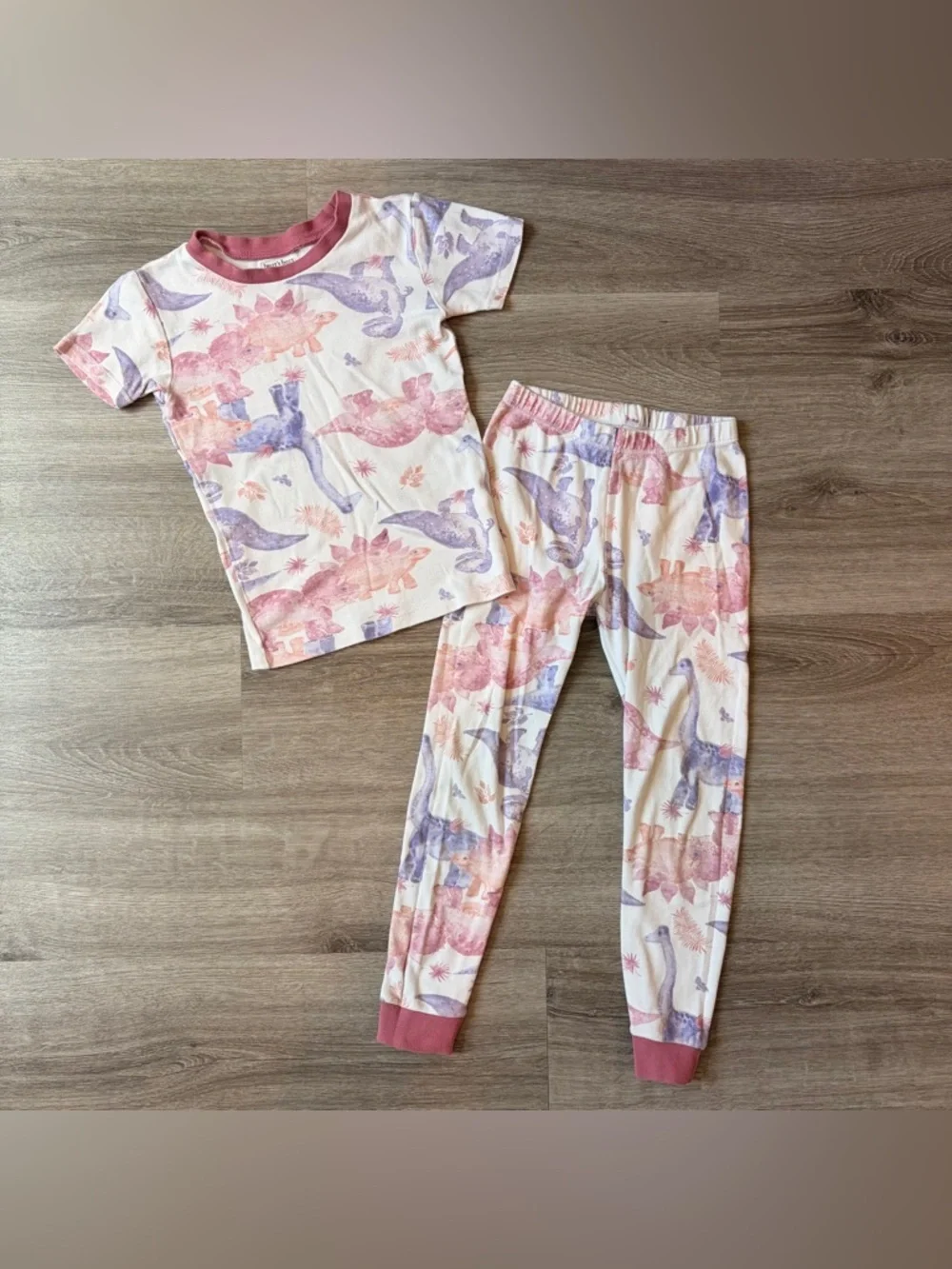 Burt's Bees kids little girls dinosaur print pajama set
